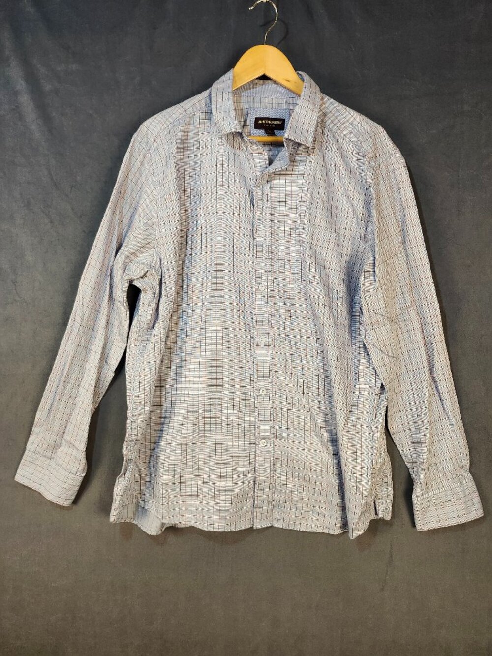 Johnston and Murphy Blue Red Plaid Long Sleeved Button Down Shirt Size XL